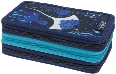 Penar școlar echipat Herlitz - Deep Ocean, 3 fermoare