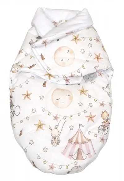 Sistem de infasare Baby swaddle din bumbac cu umplutura antialergica BabySoft Circ roz