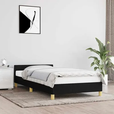 vidaXL Cadru de pat cu tăblie fără saltea, negru, 90x190 cm, textil
