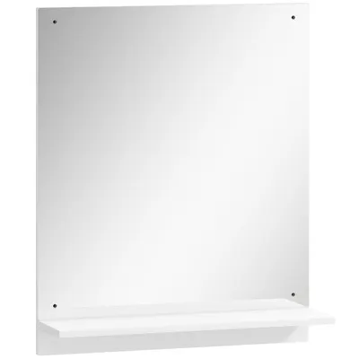 HOMCOM Oglindă de baie 50 x 60 cm, oglindă de perete cu raft, pentru intrare, hol, alb | Aosom Romania