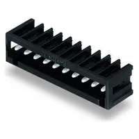 THR male header; 1.0 x 1.0 mm solder pin; angled; 100% protected against mismating; Pin spacing 3.81 mm; 3-pole; black