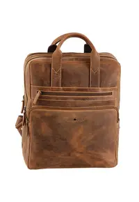 Rucsac unisex piele naturala maro antichizat 30 x 36 cm - Vintage -