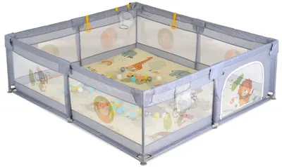 Țarc de joacă cu accesorii Moni - GameZone, 150 x 200 cm, gri