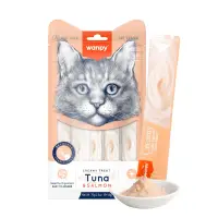 WANPY Creamy Treat, Ton și Somon, punguță recompense pisici, (piure), 70g