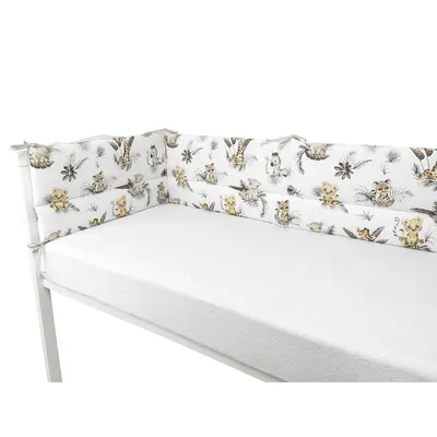 Aparatoare pentru patut MimiNu din bumbac 180x30 cm cu panglici Savanna
