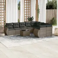 Gossi set mobilier de gradina cu perne, 10 piese, gri, poliratan