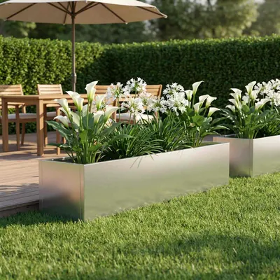 vidaXL Vază pentru Grădină Argintiu 100 x 20 x 20 cm Oțel Galvanizat