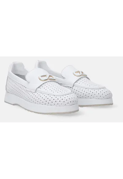 Pantofi tip loafer din piele naturala cu perforatii