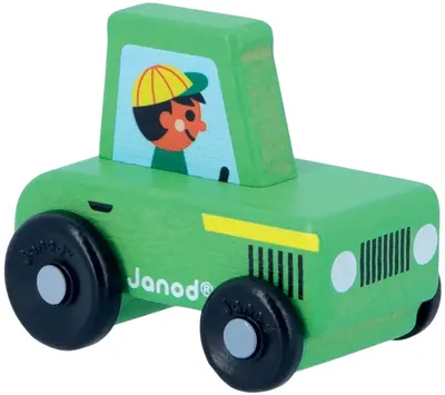 Mașinuță din lemn Janod Cross Roads - Tractor, verde