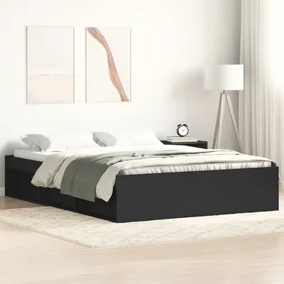 vidaXL Cadru de pat mic dublu, negru, 120x190 cm