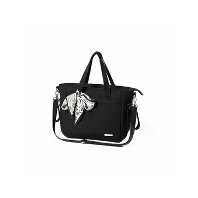 Geanta pentru mamici, BabyOno, Carmen, Pentru carucior si umar, 30x15.5x26 cm, 9 buzunare, Saltea de infasat inclusa, Suport de chei, Material eco, Negru