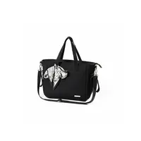 Geanta pentru mamici, BabyOno, Carmen, Pentru carucior si umar, 30x15.5x26 cm, 9 buzunare, Saltea de infasat inclusa, Suport de chei, Material eco, Negru