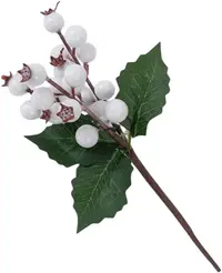 Decorare Eurolamp - Creangă cu fructe de pădure albe, 21 cm