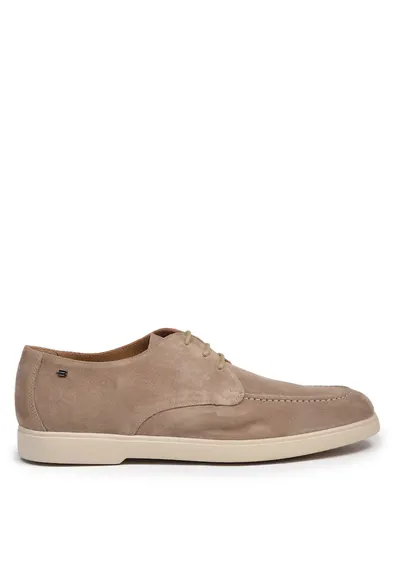 Pantofi de piele intoarsa cu siret - Bej