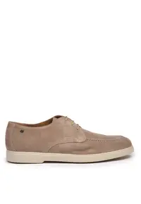 Pantofi de piele intoarsa cu siret - Bej