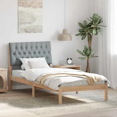 vidaXL Cadru de pat cu tăblie tapițată cu headboard Maro 90 x 200 cm