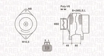 Alternator (12v, 80a) Nissan Almera Ii, Almera Tino, Primera 1.5 1.6 1.8 Intre 1996-2008