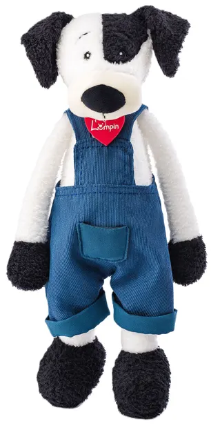 Jucărie de pluș Lumpin - Câinele Federico, cu salopetă albastră, 40 cm