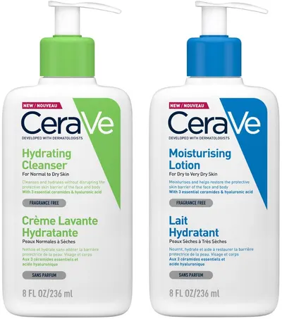 CeraVe Set - Gel de duș și loțiune pentru față și corp, 2 х 236 ml