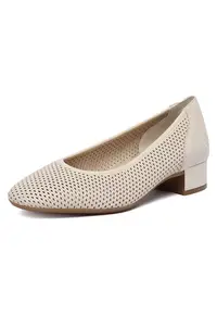 Pantofi dama - bej - piele naturala - varf rotund
