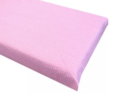 Cearsaf cu elastic roata 120x60 cm Buline albe pe roz