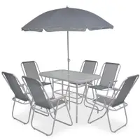 Gossi set mobilier de exterior, 8 piese, gri, otel si textilena