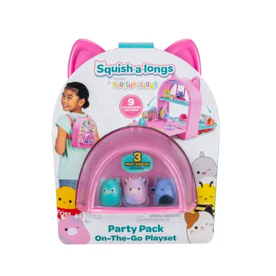 Set 3 figurine, Squishmallows, Squish a longs, Party Pack On the Go, 9 accesorii