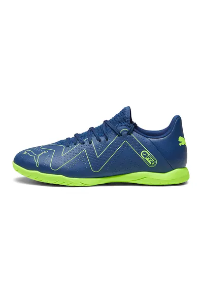 Pantofi cu aspect perforat - pentru fotbal Future Play IT - Verde lime/Albastru petrol