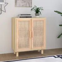 Gossi servanta, maro, 60x30x70 cm, lemn masiv pin si ratan natural