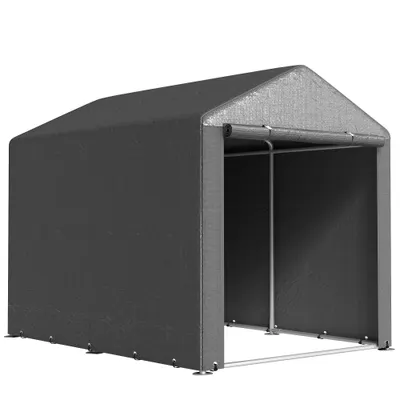 Outsunny Garaj pentru Motociclete, Bicilete sau Unelte de Exterior cu Intrare cu Fermoar, 160x218x172 cm, Gri Închis | Aosom Romania
