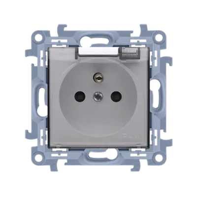 Priza IP44 cu impamantare, garnitura de etansare cu obturatoare de protectie, capac transparent 16 A, 250V~, alb, borne cu suru