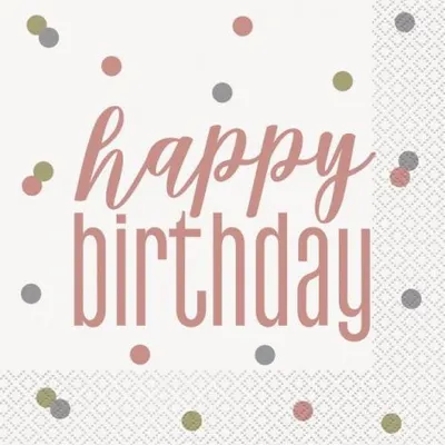 Servetele happy birthday roz 33x33 cm Unique UN84877