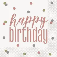 Servetele happy birthday roz 33x33 cm Unique UN84877