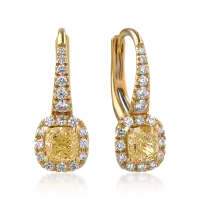 Cercei din aur galben cu diamante fancy-galbene de 1.2ct si diamante transparente de 0.52ct