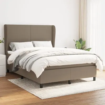 Gossi pat box spring cu saltea, gri taupe, 140x200 cm, textil