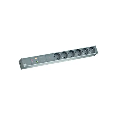 PDU19'' 6xSchuko, 2 m fisa Schuko, AL - Negru,prot.,Filtru