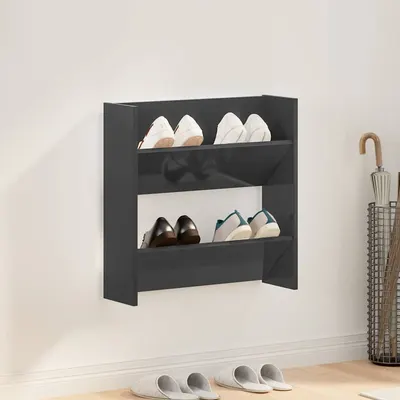 vidaXL Pantofar de perete, gri extralucios, 60x18x60 cm, PAL