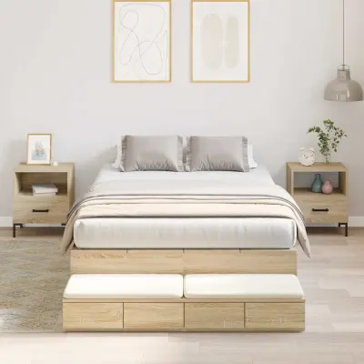 vidaXL Cadru de pat cu depozitare Stejar Sonoma 120 cm Lemn prelucrat