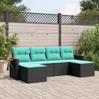 Gossi set canapele de gradina cu perne, 6 piese, negru, poliratan