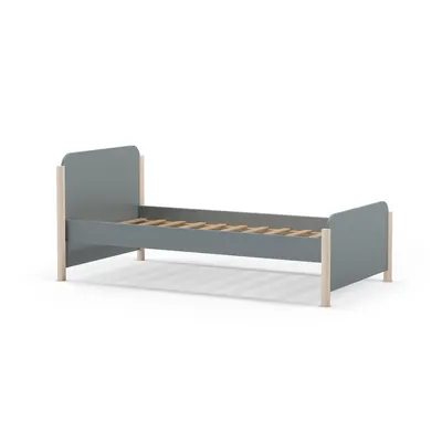 Pat pentru copii verde prăfuit din lemn de pin cu somieră 90x190 cm Enola – Marckeric