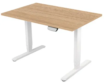 Birou electric ergonomic RFG - Metal alb, top chihlimbar