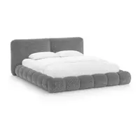Pat matrimonial gri închis tapițat cu spațiu de depozitare cu somieră 180x200 cm Solange – Micadoni