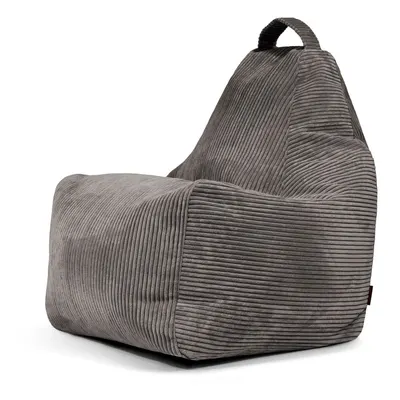 Fotoliu bean bag gri închis cu tapițerie din catifea reiată Play Amuse – SLOWDOWN