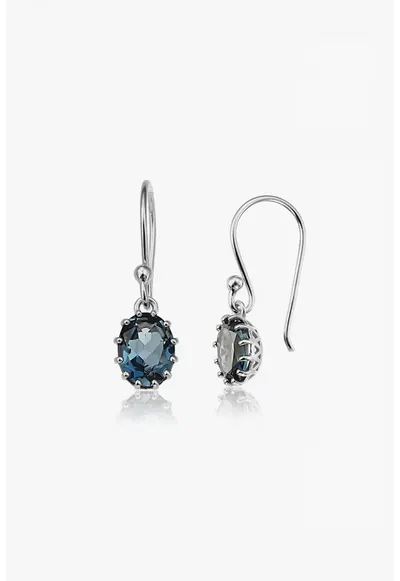 Cercei din argint veritabil 925 cu topaz Serene - Argintiu/Bleumarin