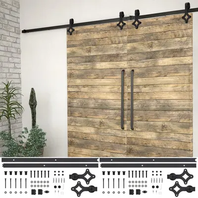 Gossi set feronerie pentru usi glisante, 2 piese,negru, 200 cm, otel