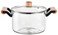 Oală de sticlă Morello - Crystal, 3.5 l, cu mânere din lemn