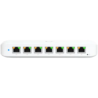 Ubiquiti USW-Ultra-210W-EU compact, Layer 2, 8-port GbE PoE switch with versatile mounting options, 7x GbE PoE+ output ports, Gb
