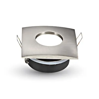 Recessed spot GU10 square IP54, satin nickel