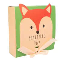 Cutie pătrată cu panglică satin pentru închidere model vulpe (set 25 buc) - Default Title