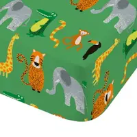 Cearceaf pentru copii verde pentru pat de o persoană cu elastic 90x190 cm Animal Magic – Catherine Lansfield